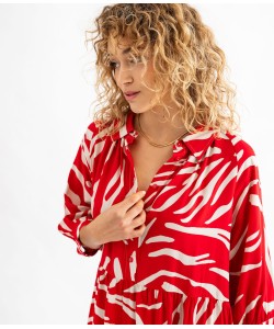 Robe à manches 34 imprimée en viscose femme [MISSING]